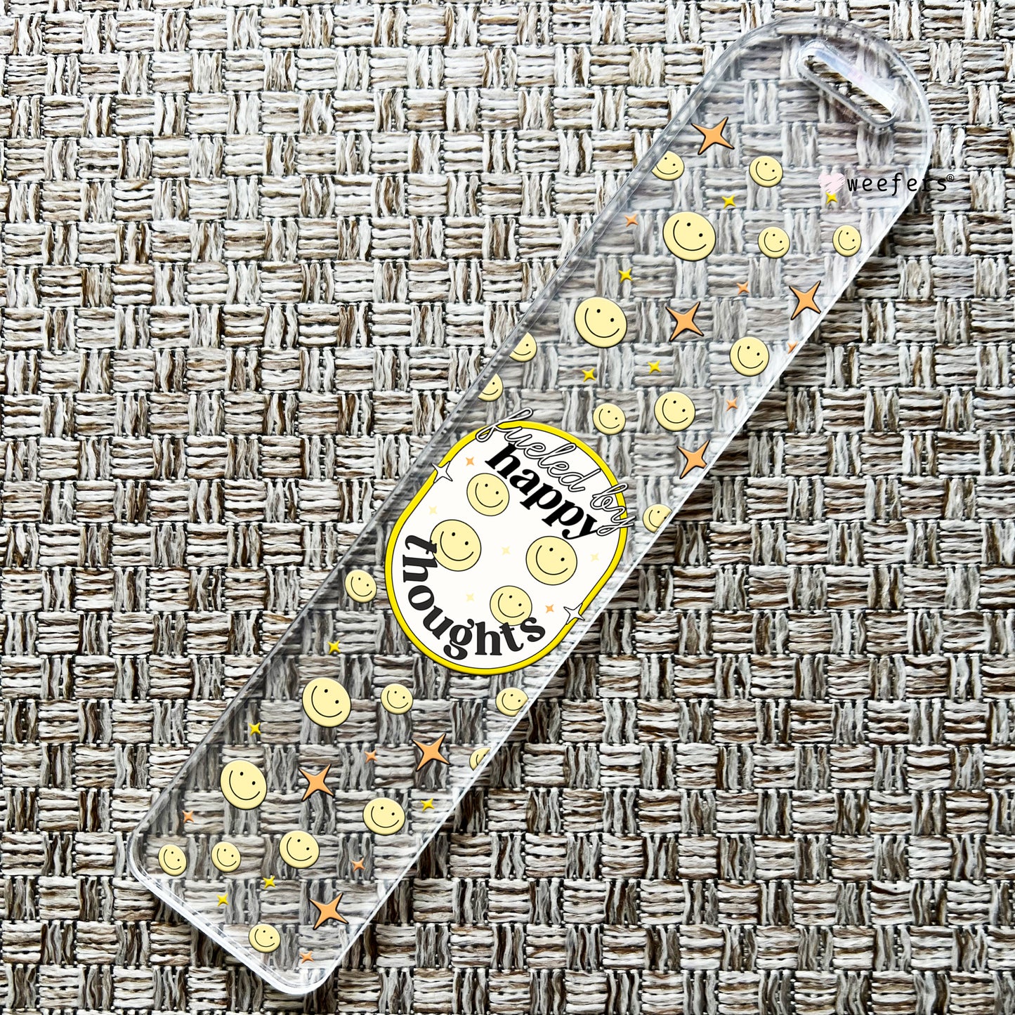 Fueled By Happy Thoughts Bookmark UV DTF Decal Weefers