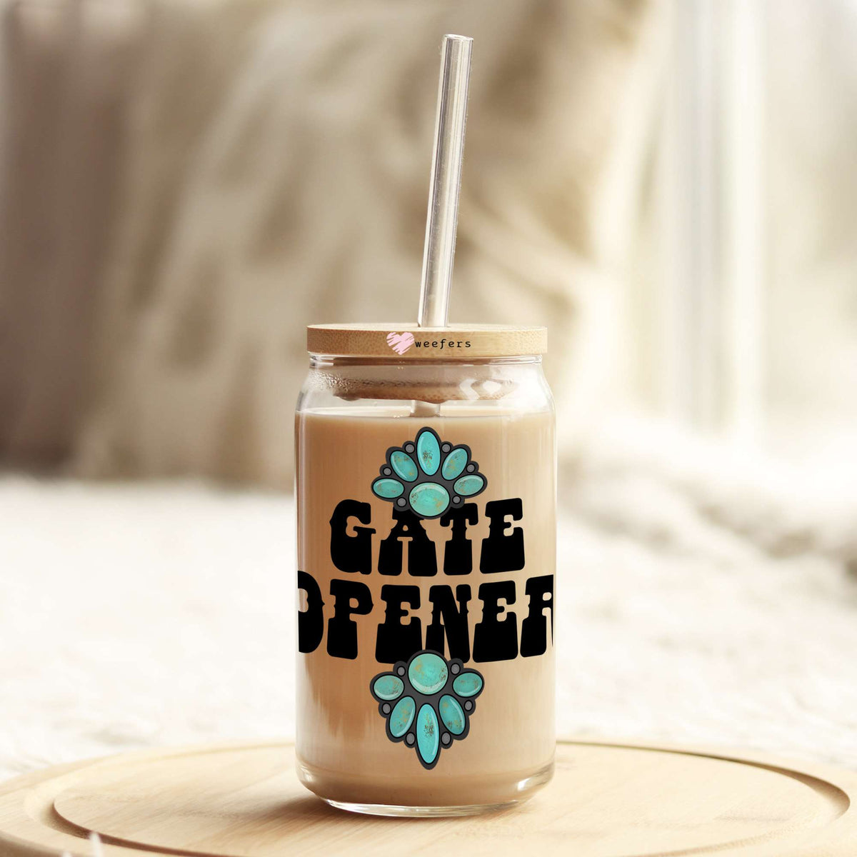 Gate Opener 16oz Libbey Glass Can UV DTF or Sublimation Wrap Decal Transfer Weefers