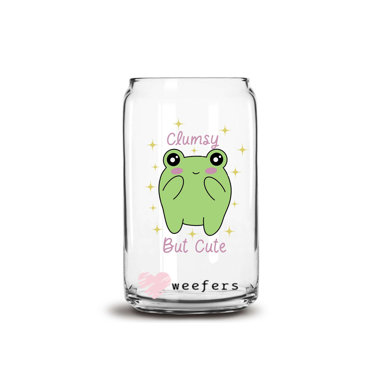 Clumsy but Cute 16oz Libbey Glass Can UV DTF or Sublimation Wrap Decal Transfer Weefers