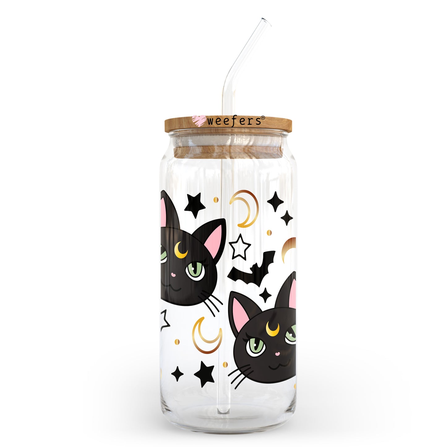 Lunar Cats 20oz Libbey Glass Can, 34oz Hip Sip, 40oz Tumbler, 24oz Cold Cup UV DTF or Sublimation Decal Transfer Weefers