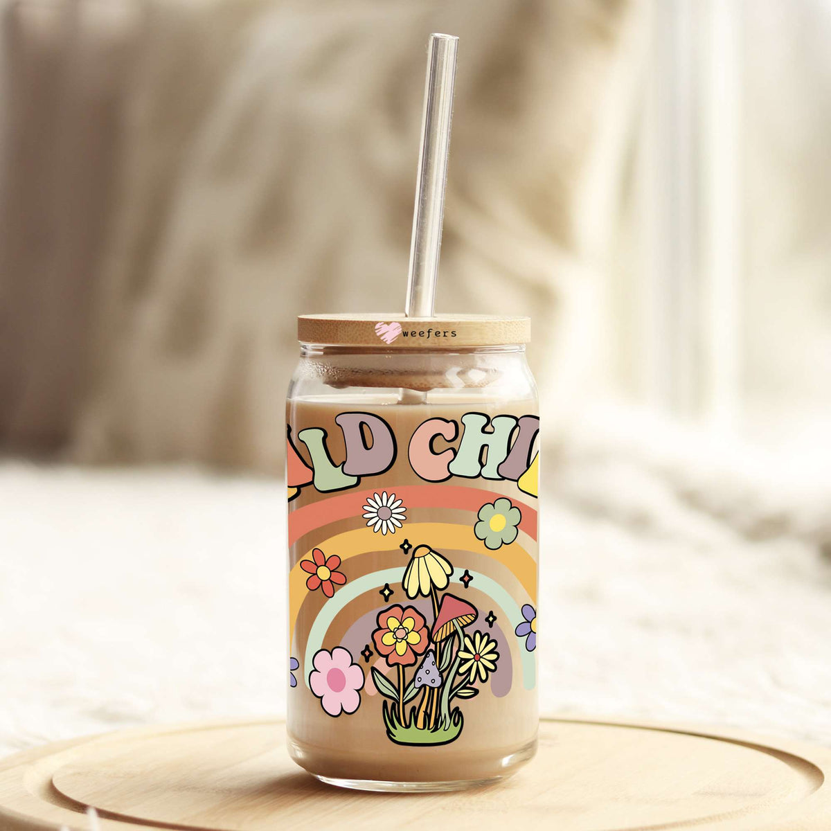 Wild Child Retro 16oz Libbey Glass Can UV DTF or Sublimation Wrap - Decal Transfer Weefers