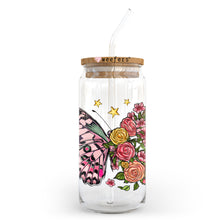 Load image into Gallery viewer, a glass jar with a straw and a butterfly on it
