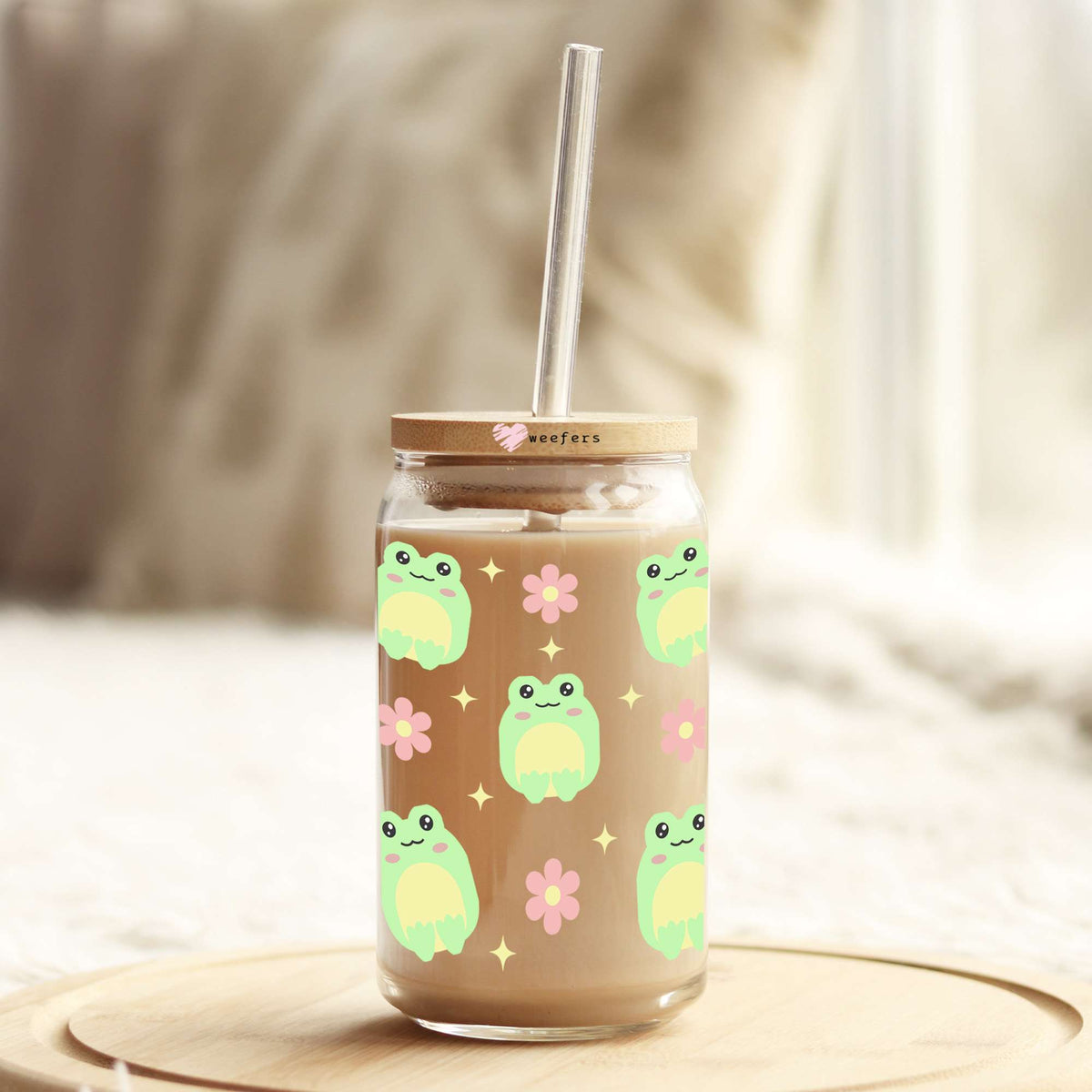 Frogs Frogging 16oz Libbey Glass Can UV DTF or Sublimation Wrap - Transfer Weefers