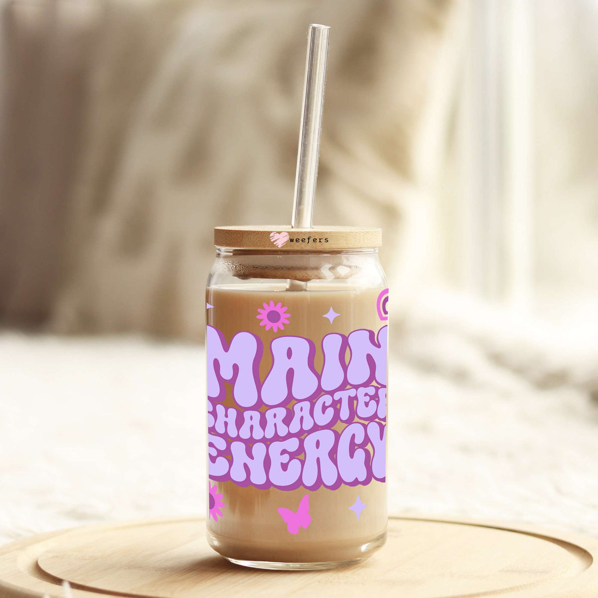 Main Character Energy 16oz Libbey Glass Can UV DTF or Sublimation Wrap - Decal Weefers