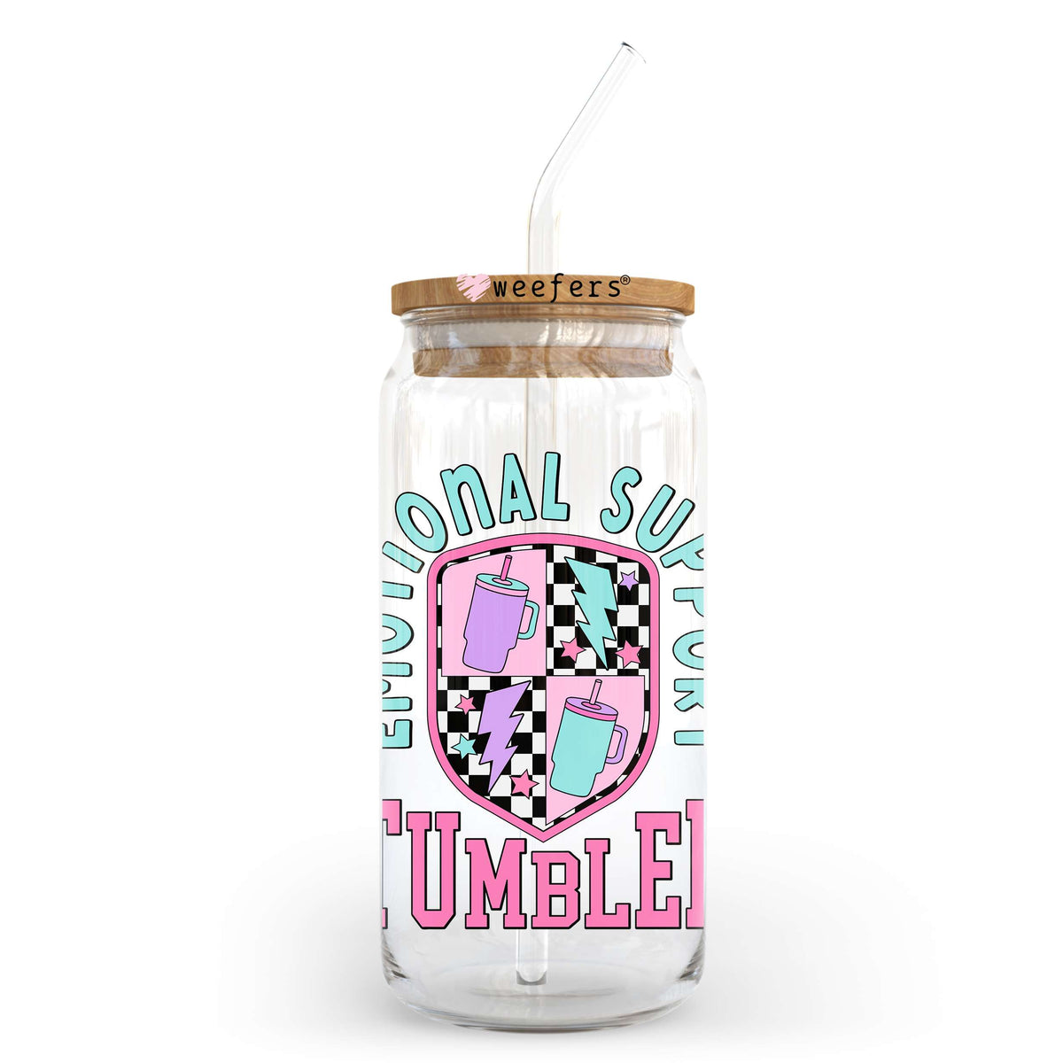 Emotional Support Tumbler 20oz Libbey Glass Can, 34oz Hip Sip, 40oz Tumbler, 24oz Cold Cup UV DTF or Sublimation Decal Transfer Weefers