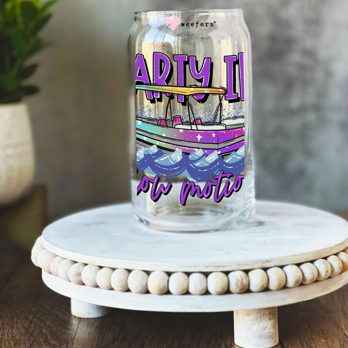 Party in Slow Motion Colors 16oz Libbey Glass Can UV DTF or Sublimation Wrap Decal Transfer Weefers