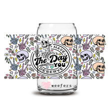 Load image into Gallery viewer, a glass with a skull on it and the words, the day of the dead
