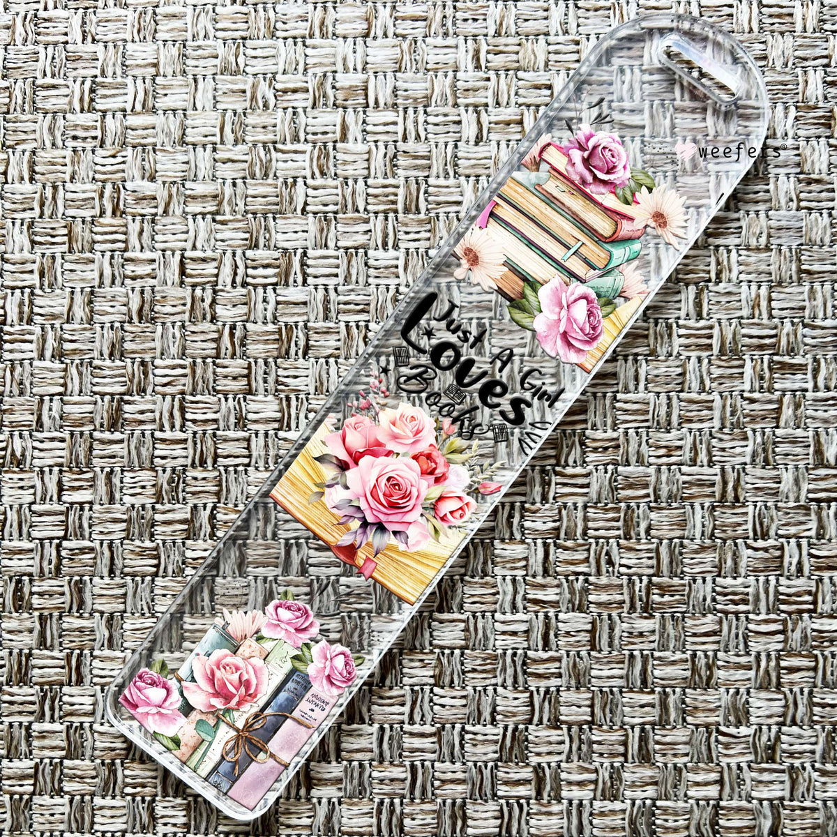 Just A Girl Who Loves Books Bookmark UV DTF Decal Weefers