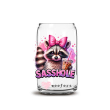 Load image into Gallery viewer, a glass with a picture of a raccoon on it
