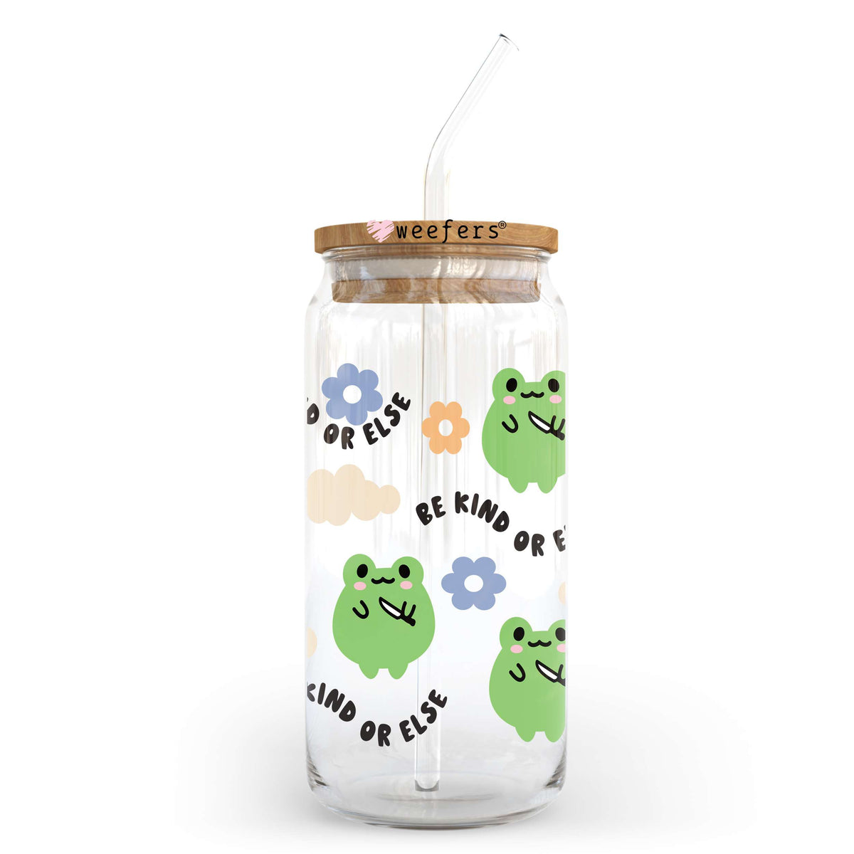 Be Kind or Else Funny Frog 20oz Libbey Glass Can, 34oz Hip Sip, 40oz Tumbler, 24oz Cold Cup UV DTF or Sublimation Decal Transfer Weefers