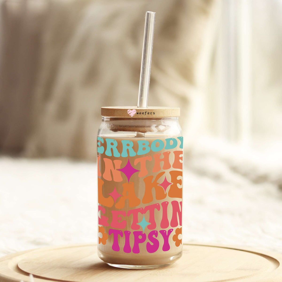 Errbdy in the Lake Gettin Tipsy 16oz Libbey Glass Can UV DTF or Sublimation Cup Wrap - Decal Transfer Weefers
