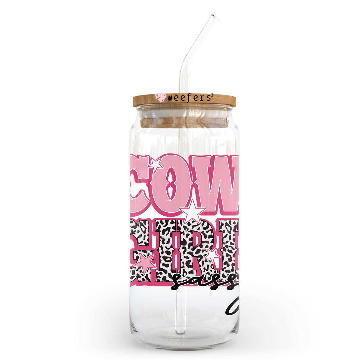 Cow Girl Sassy 20oz Libbey Glass Can UV DTF or Sublimation Wrap - Decal Transfer Weefers