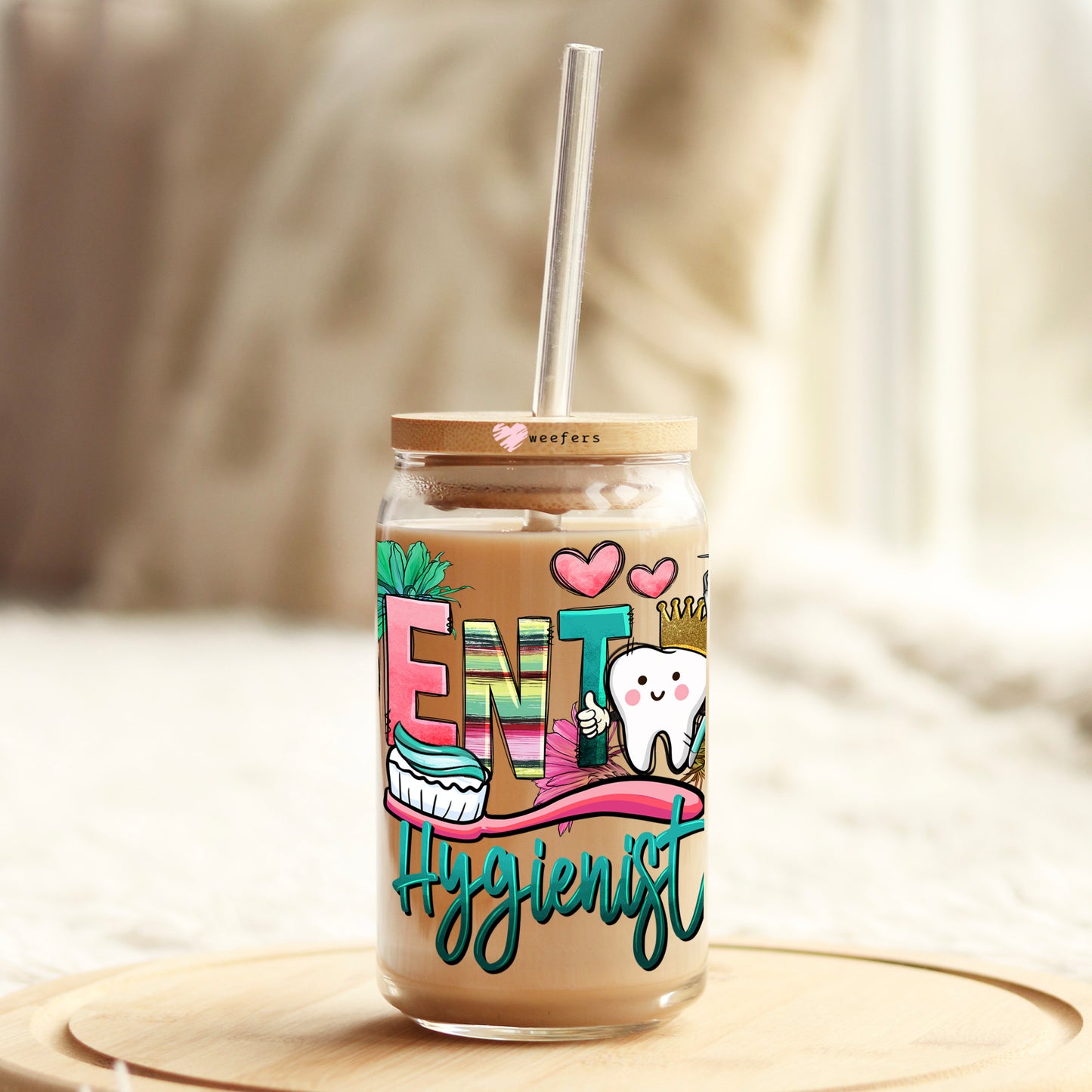 Dental Hygienist 16oz Libbey Glass Can UV DTF or Sublimation Cup Wrap - Decal Transfer Weefers