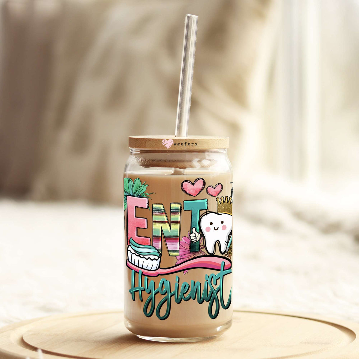 Dental Hygienist 16oz Libbey Glass Can UV DTF or Sublimation Cup Wrap - Decal Transfer Weefers