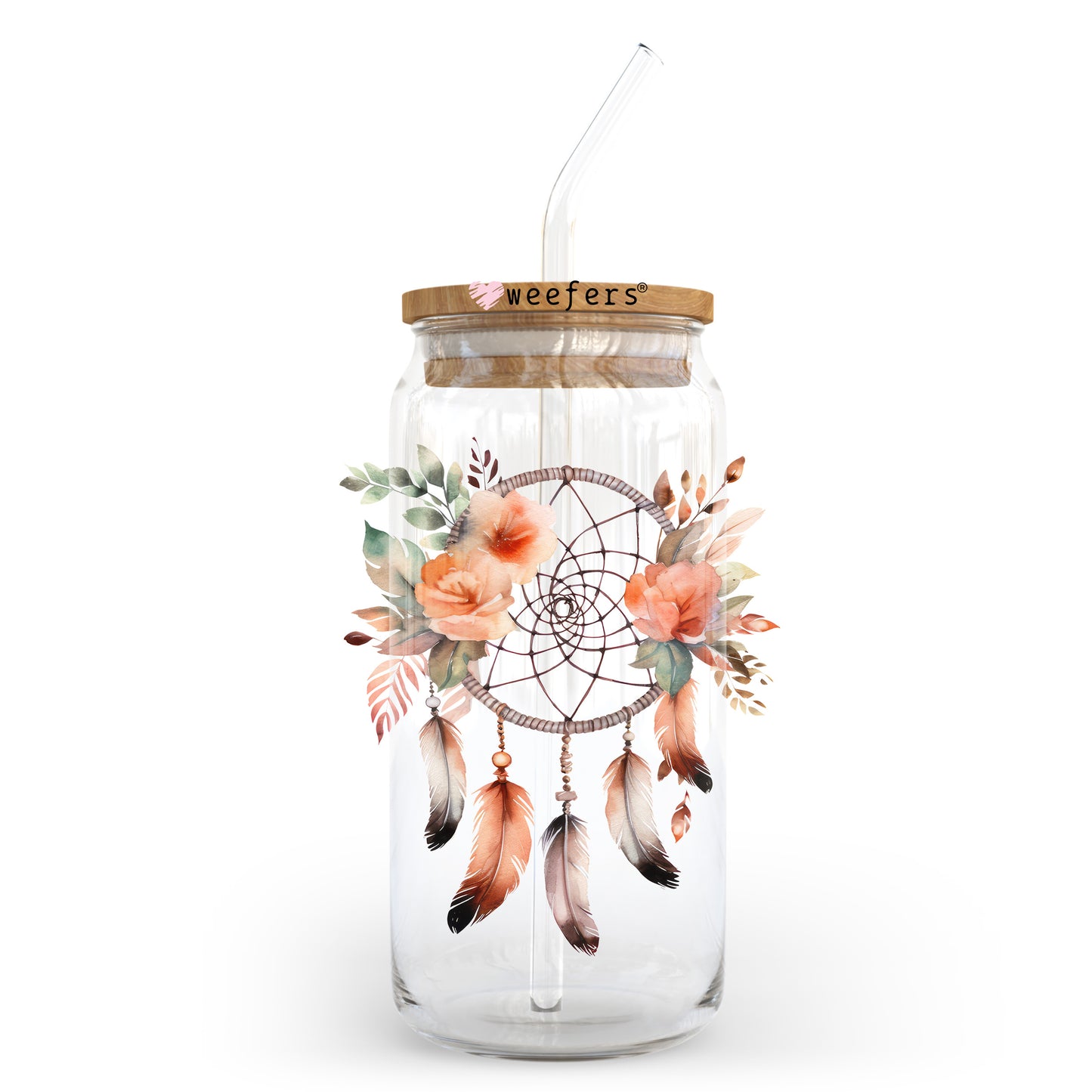 Dreamcatcher Coral 20oz Libbey Glass Can UV DTF or Sublimation Wrap - Decal Transfer Weefers