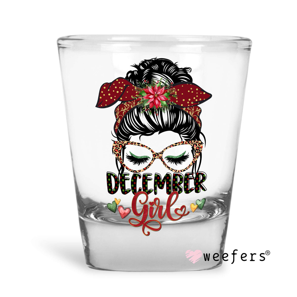 December Girl Shot Glass Short UV DTF or Sublimation Wrap - Decal Weefers