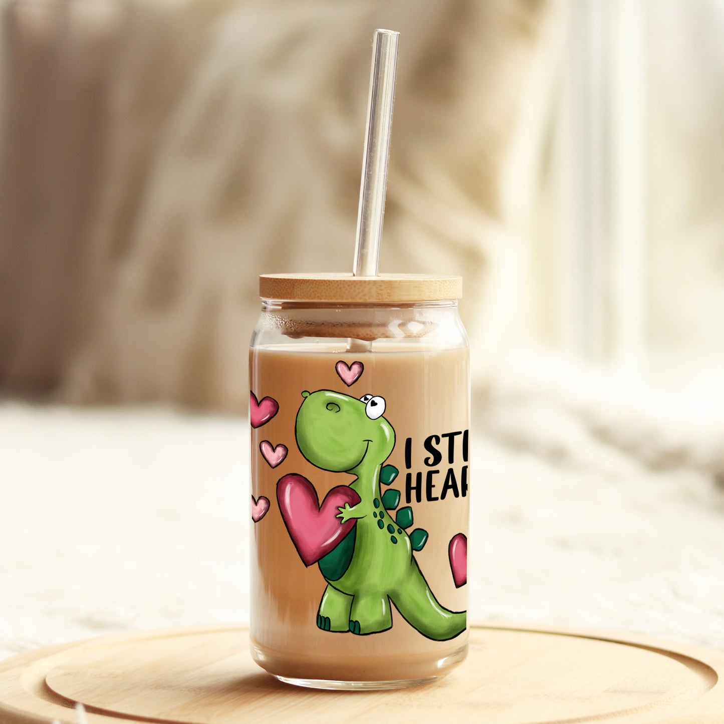 I Steal Hearts Dragon 16oz Libbey Glass Can UV DTF or Sublimation Cup Wrap - Decal Transfer Weefers