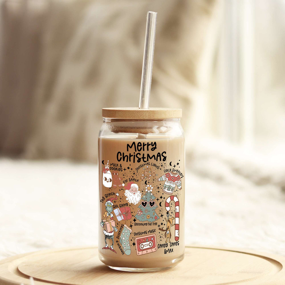 Christmas Favorite Things 16oz Libbey Glass Can UV DTF or Sublimation Wrap - Decal Weefers