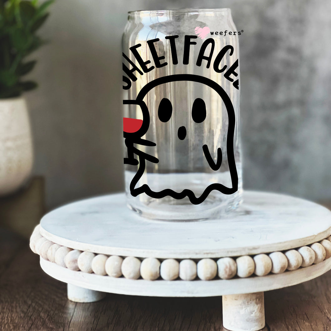 Sheetfaced Ghost Halloween 16oz Libbey Glass Can UV-DTF or Sublimation Wrap - Decal