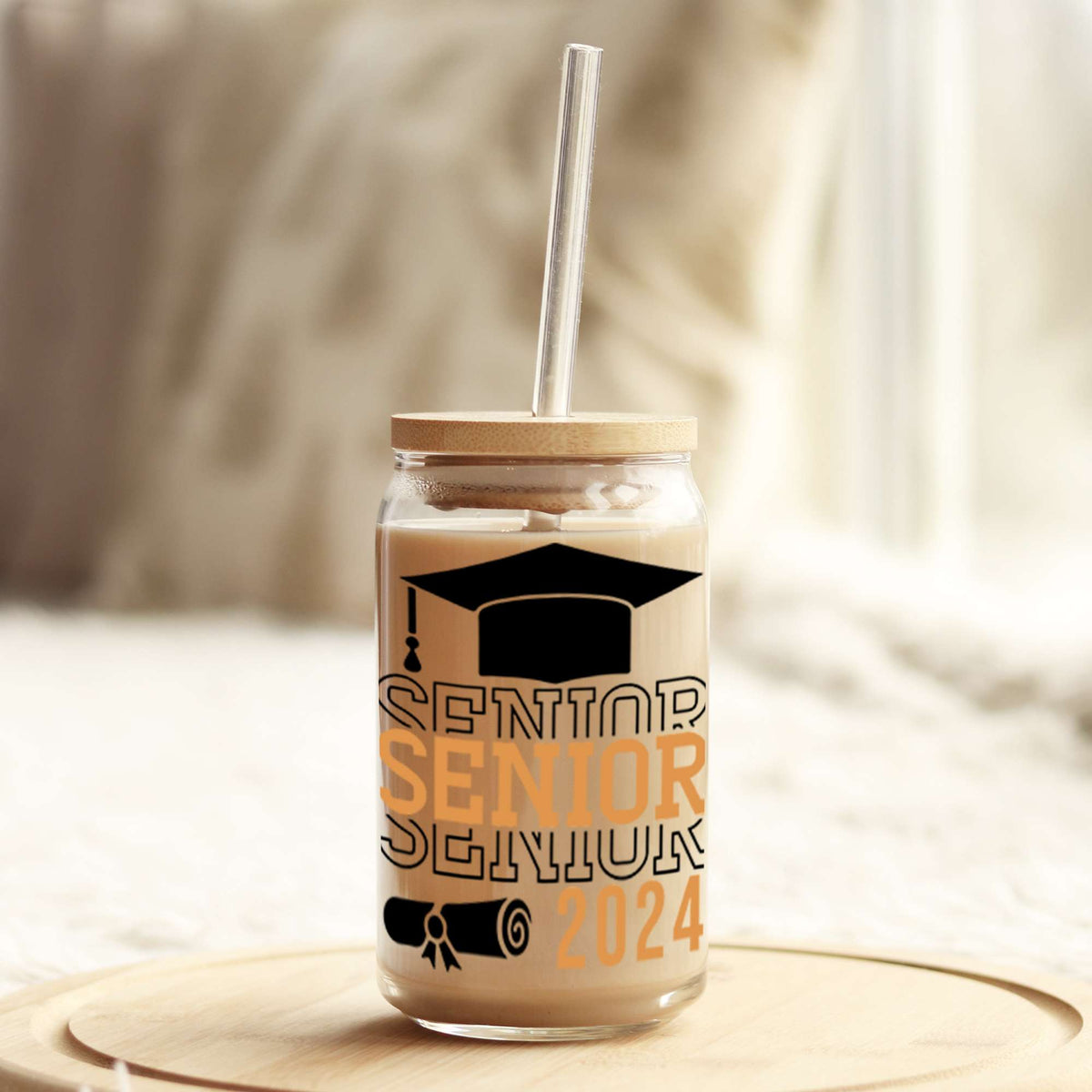 Senior Senior Senior Class of 2024 16oz Libbey Glass Can UV DTF or Sublimation Wrap - Decal Weefers