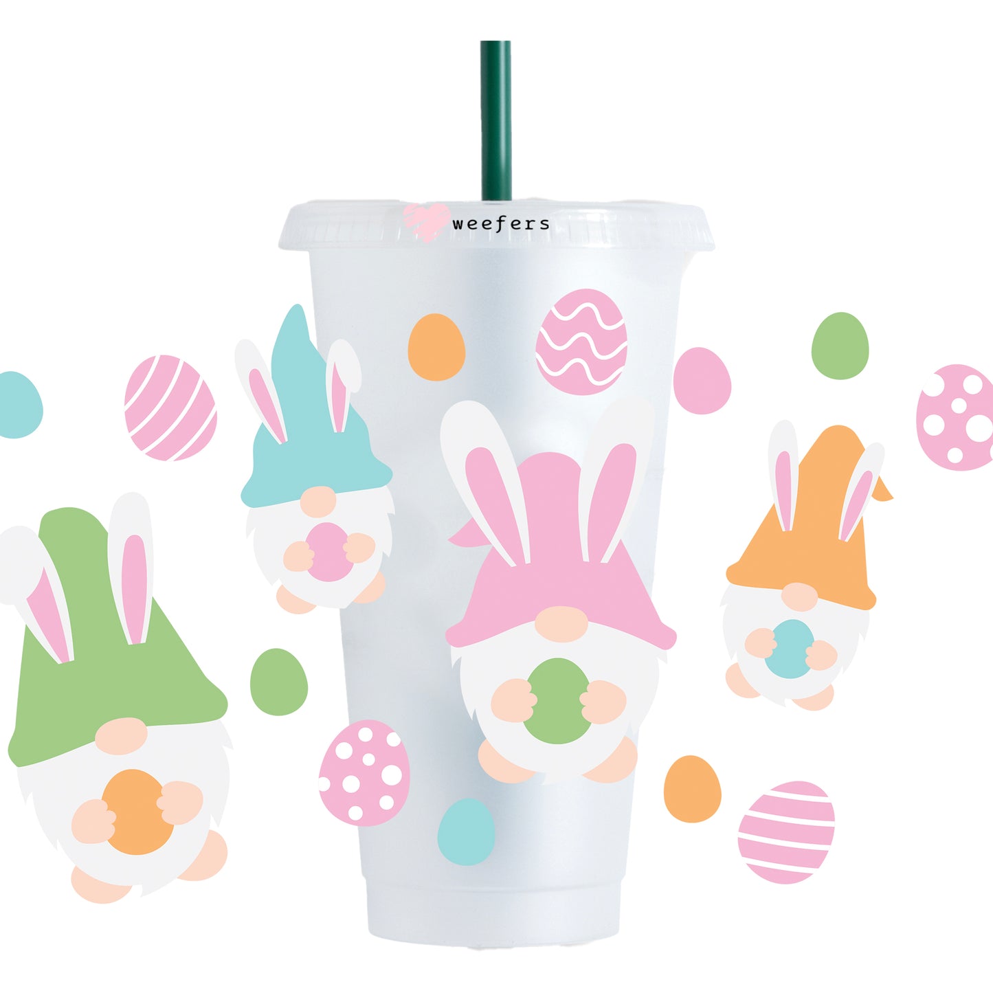 Easter Gnomes and Eggs NO HOLE 24oz Cold Cup UV DTF Wrap - Hole - Ready to apply Wrap Weefers