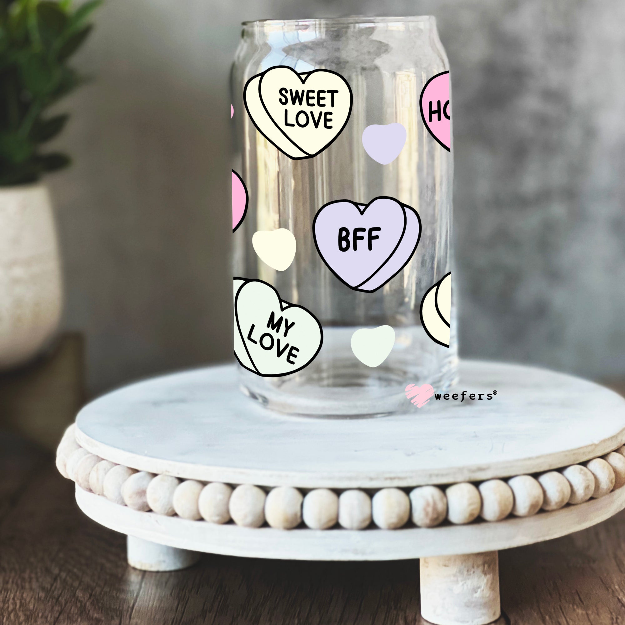 Valentine Tic Tac Toe Libbey Glass Can Wrap UVDTF Sublimation