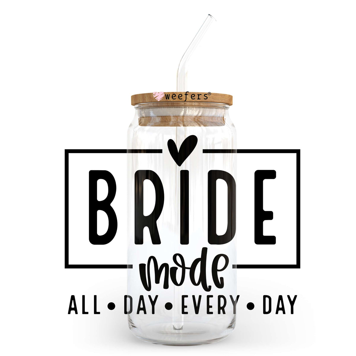Bride Mode Black 20oz Libbey Glass Can, 34oz Hip Sip, 40oz Tumbler UV DTF or Sublimation Decal Transfer Weefers