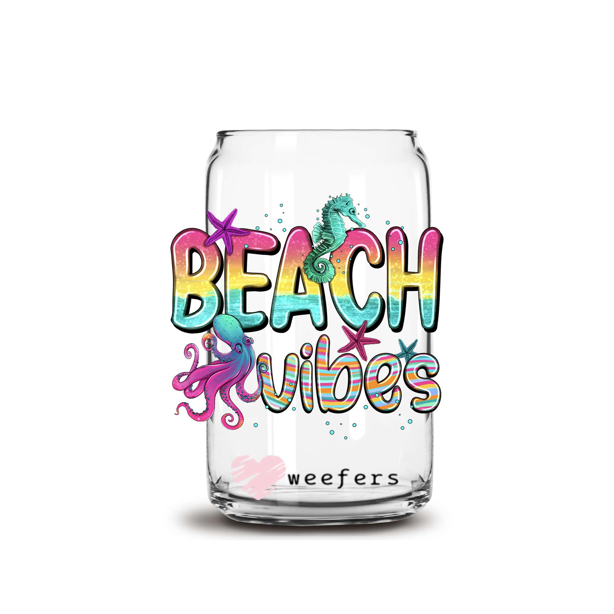 Beach Vibes 16oz Libbey Glass Can UV DTF or Sublimation Cup Wrap - Dec ...