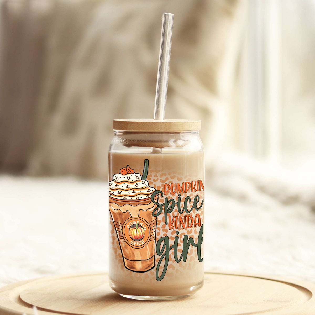 Pumpkin Spice Kind of Girl Fall 16oz Libbey Glass Can UV DTF or Sublimation Wrap - Decal Weefers
