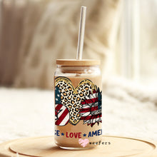 Load image into Gallery viewer, Peace Love America 16oz Libbey Glass Can UV-DTF or Sublimation Wrap - Decal

