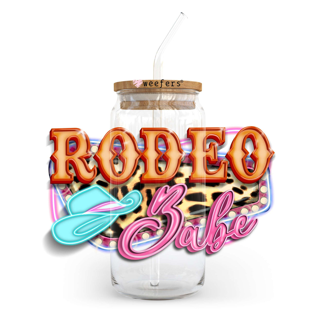 Rodeo Babe 20oz Libbey Glass Can UV DTF or Sublimation Wrap - Decal Transfer Weefers