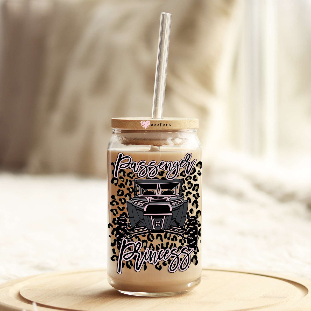 Passenger Princess Off Roading 16oz Libbey Glass Can UV DTF or Sublimation Cup Wrap - Decal Transfer Weefers