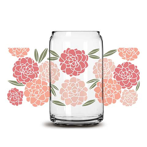 Peonies Floral Libbey Glass Can Wrap