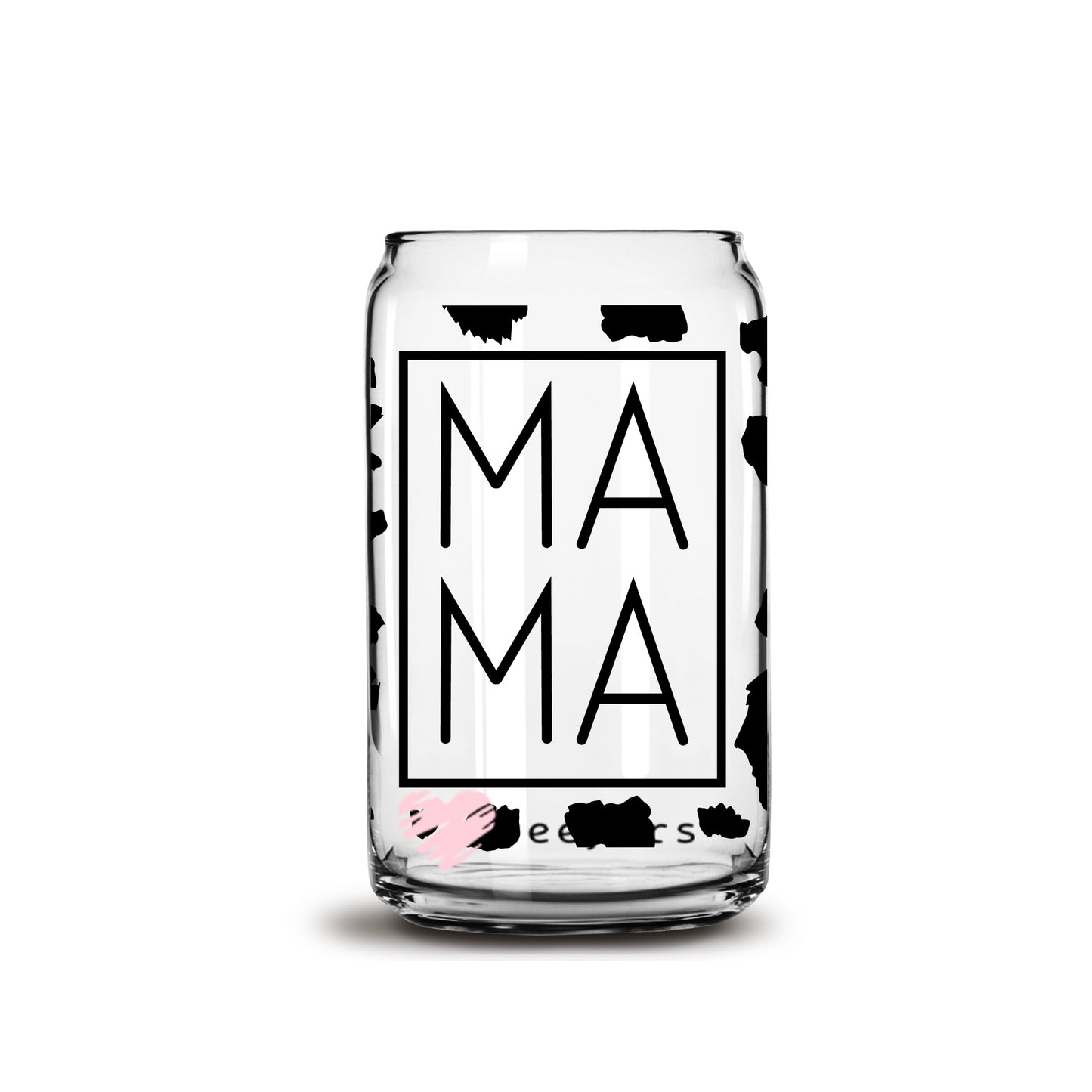 Mama Black Leopard Libbey Glass Can Wrap UV DTF Sublimation Transfers Weefers