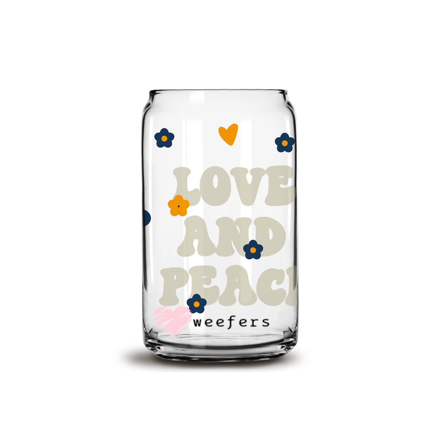 Love and Peace Libbey Glass Can Wrap UV DTF Sublimation Transfers Weefers