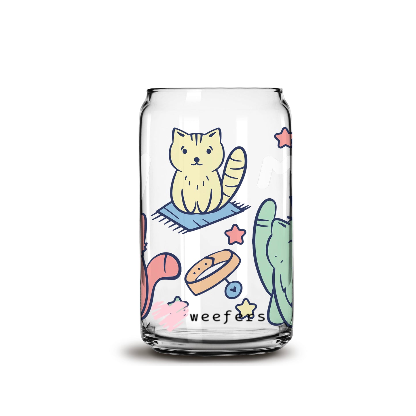 Retro Cat 2 Libbey Glass Can Wrap UV DTF Sublimation Transfers Weefers