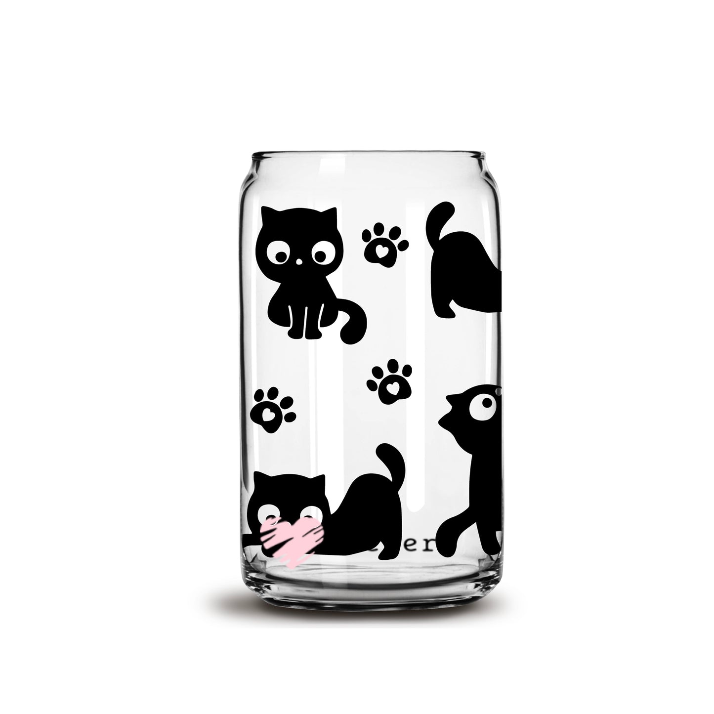 Black Playful Kitty Cats Libbey Glass Can Wrap UV DTF Sublimation Transfers Weefers