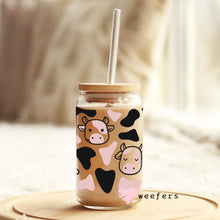 Load image into Gallery viewer, Baby Pink Cow Print Libbey Glass Can Wrap UV-DTF Sublimation Transfers
