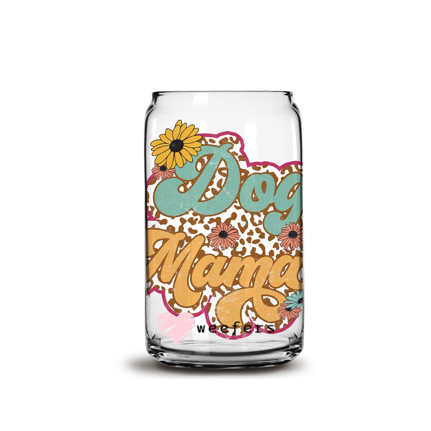 Retro Dog Mama 16oz Libbey Glass Can Wrap UV DTF or Sublimation DecalTransfers Weefers