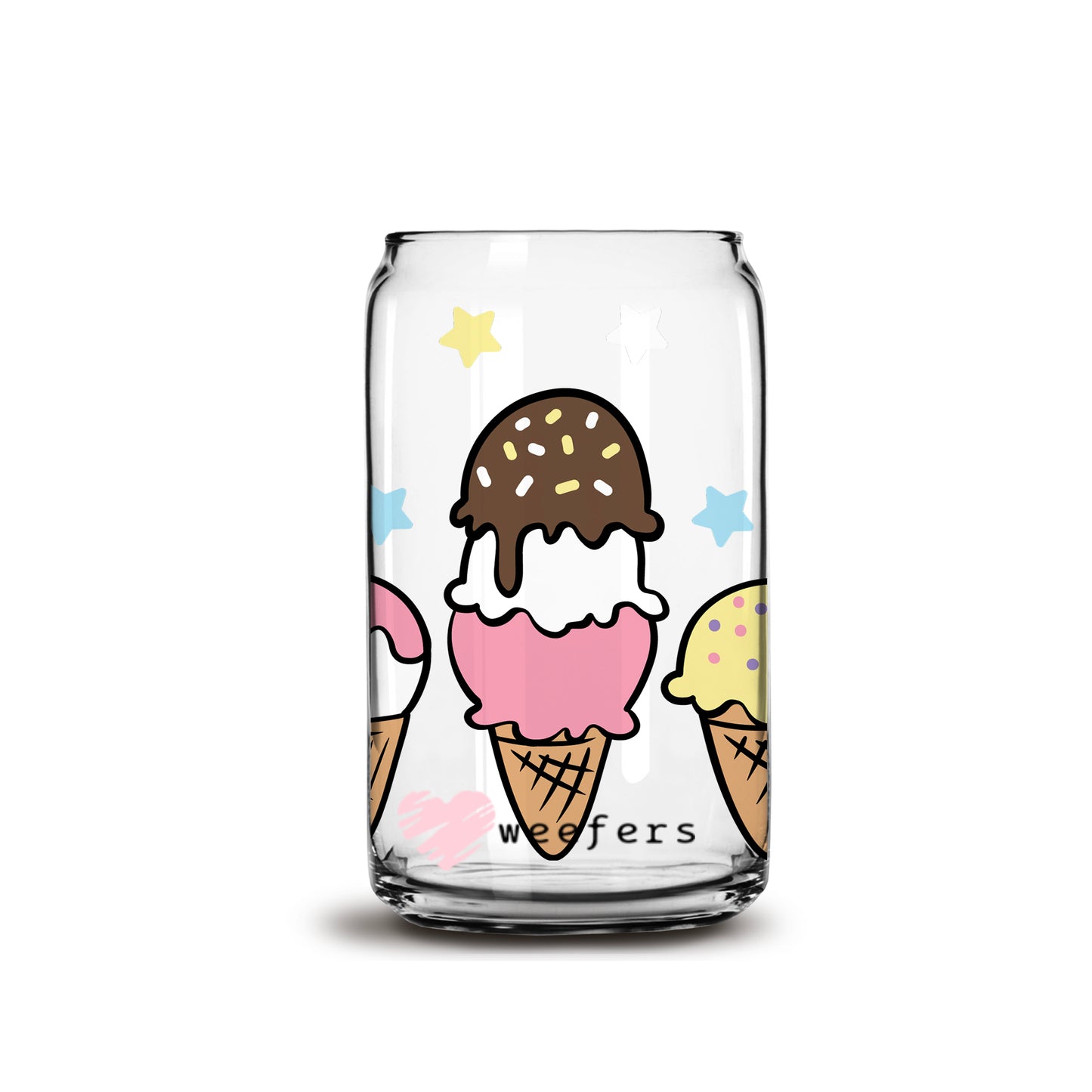 Yummy Ice Cream 16oz Libbey Glass Can UV DTF or Sublimation Wrap - Decal Weefers