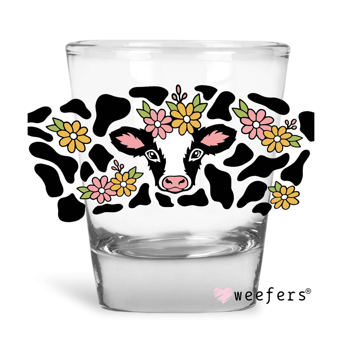 Daisy Cow Shot Glass Short UV DTF or Sublimation Wrap - Decal Weefers