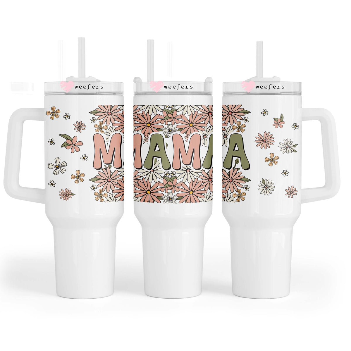 Mama Boho Floral 40oz Tumbler UV DTF or Sublimation Wrap - Decal Weefers