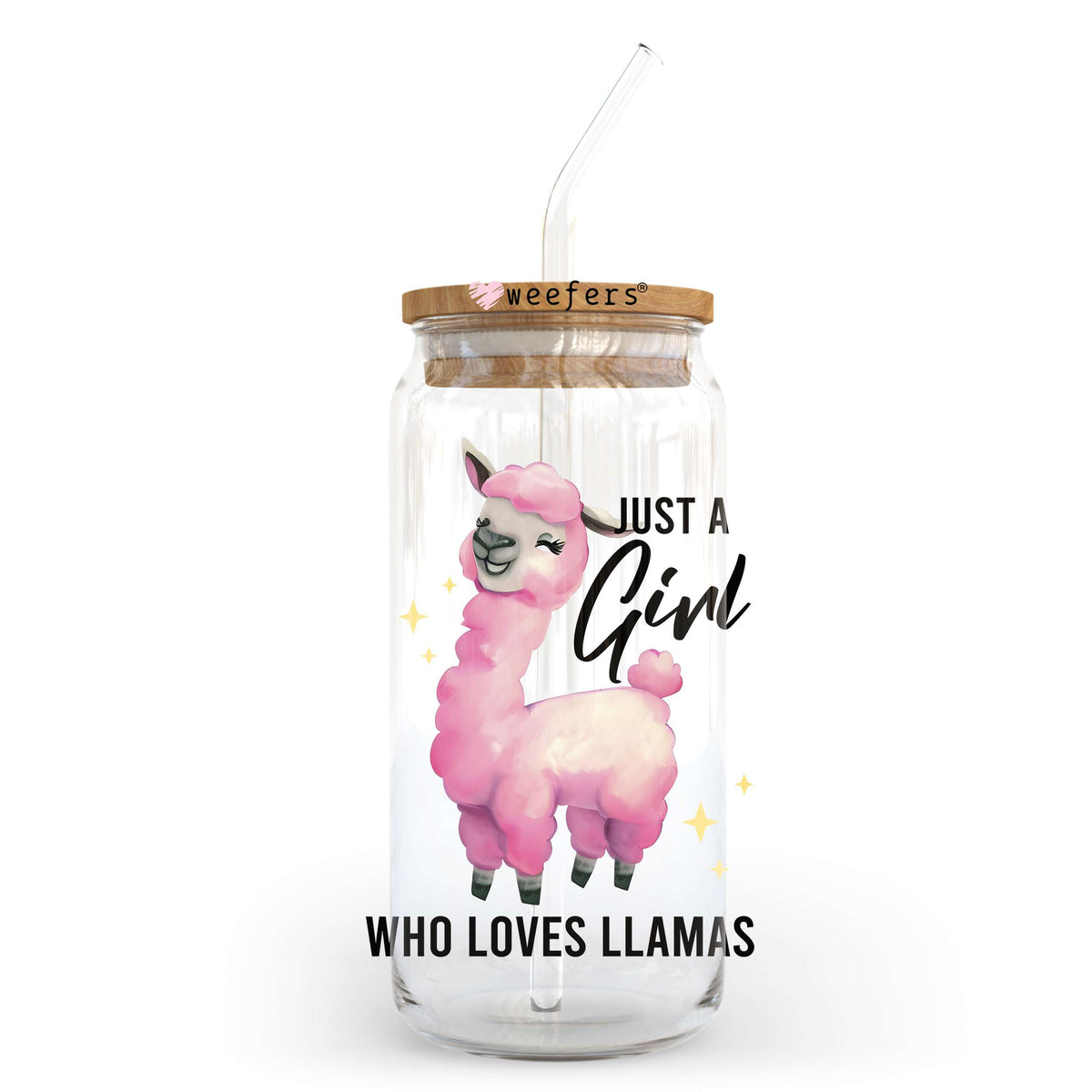 Just a Girl Who Loves Llamas 20oz Libbey Glass Can UV DTF or Sublimation Wrap - Decal Transfer Weefers