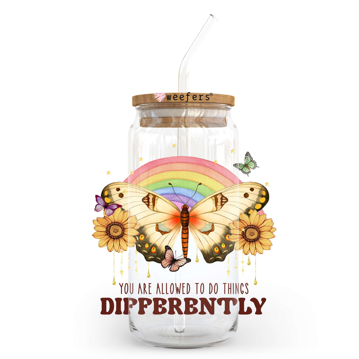 You are Allowed to Do Things Differently 20oz Libbey Glass Can UV DTF or Sublimation Wrap - Decal Transfer Weefers