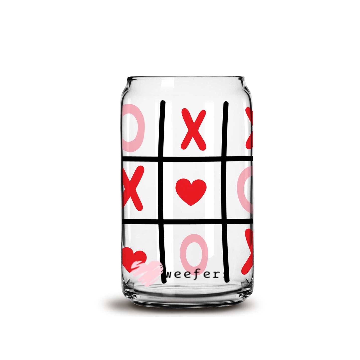 Valentine Tic Tac Toe Libbey Glass Can Wrap UV DTF Sublimation Transfers Weefers