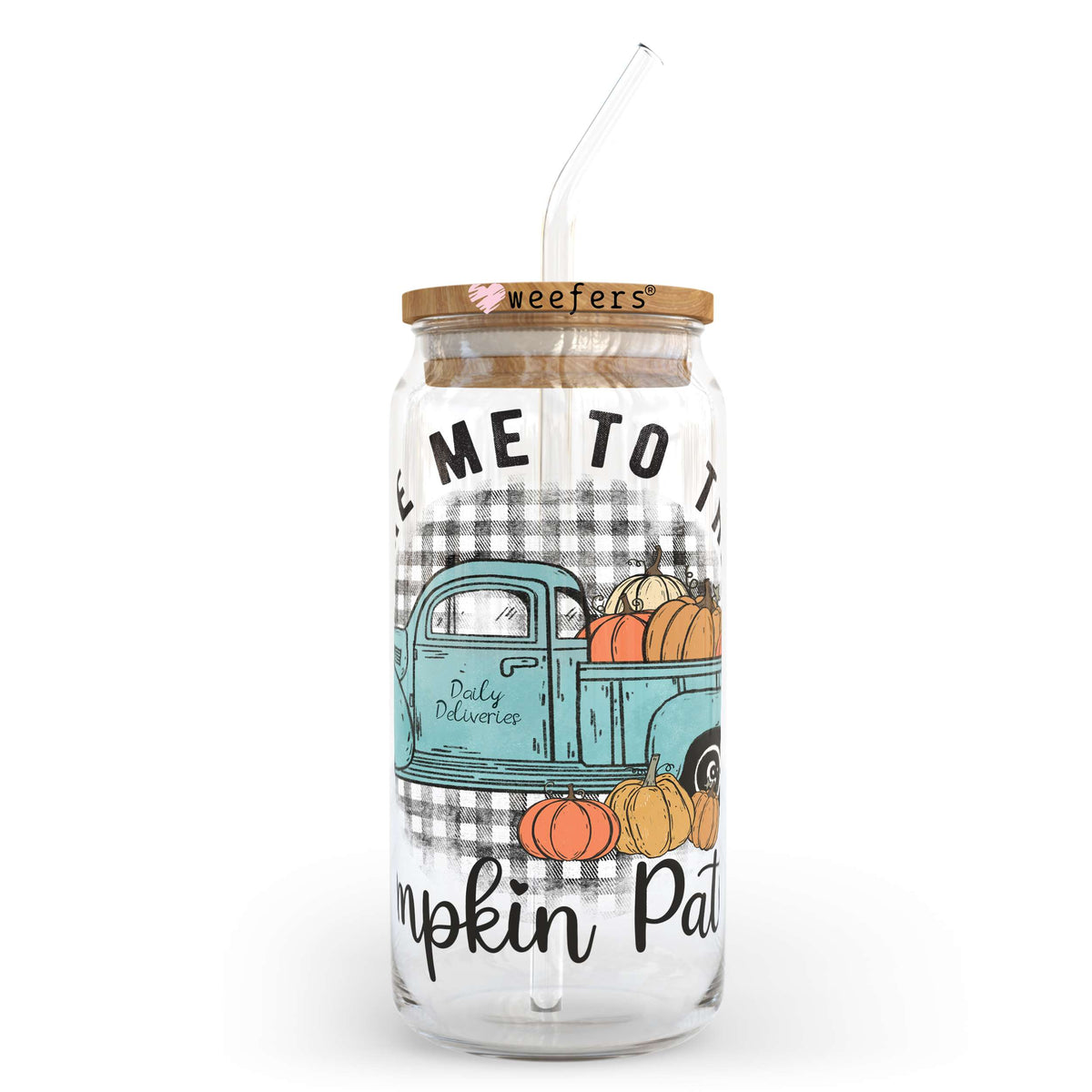 Take me to the Pumpkin Patch Fall 20oz Libbey Glass Can, 34oz Hip Sip, 40oz Tumbler UV DTF or Sublimation Decal Transfer Weefers