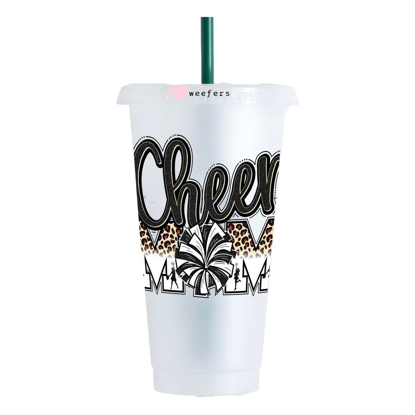 Cheer Mom Leopard 24oz UV DTF Cold Cup Wrap - Ready to apply Decal Weefers