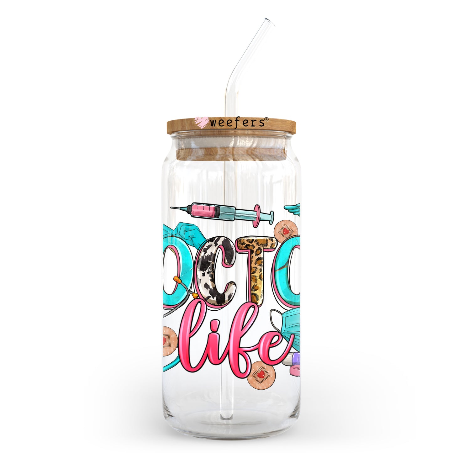 Doctor Life Western 20oz Libbey Glass Can UV DTF or Sublimation Wrap - Decal Transfer Weefers