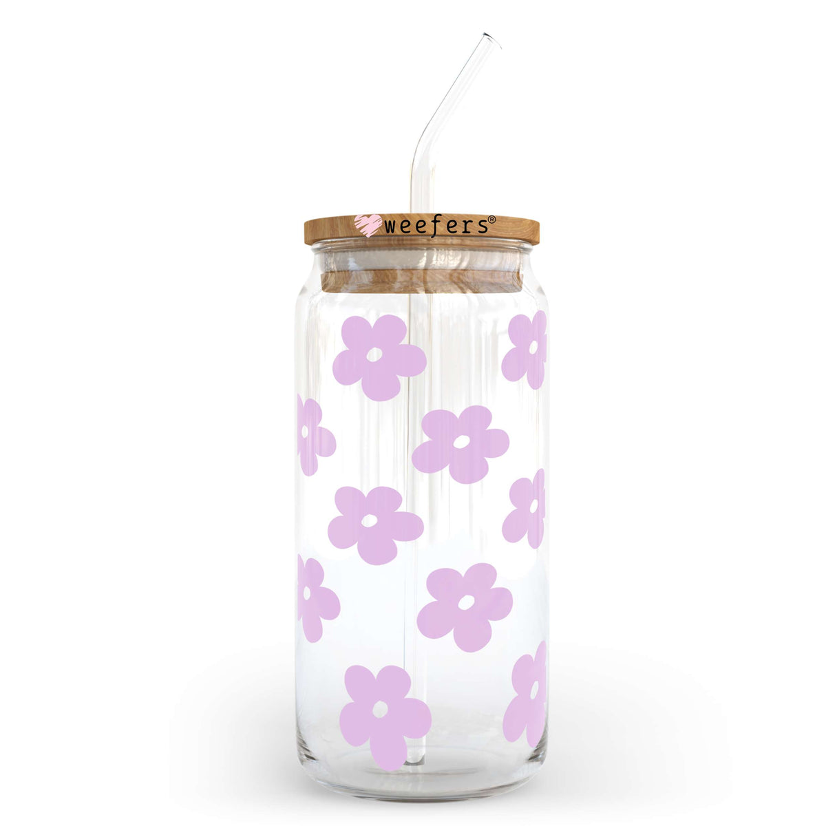 Purple Retro Flowers 20oz Libbey Glass Can, 34oz Hip Sip, 40oz Tumbler UV DTF or Sublimation Decal Transfer Weefers
