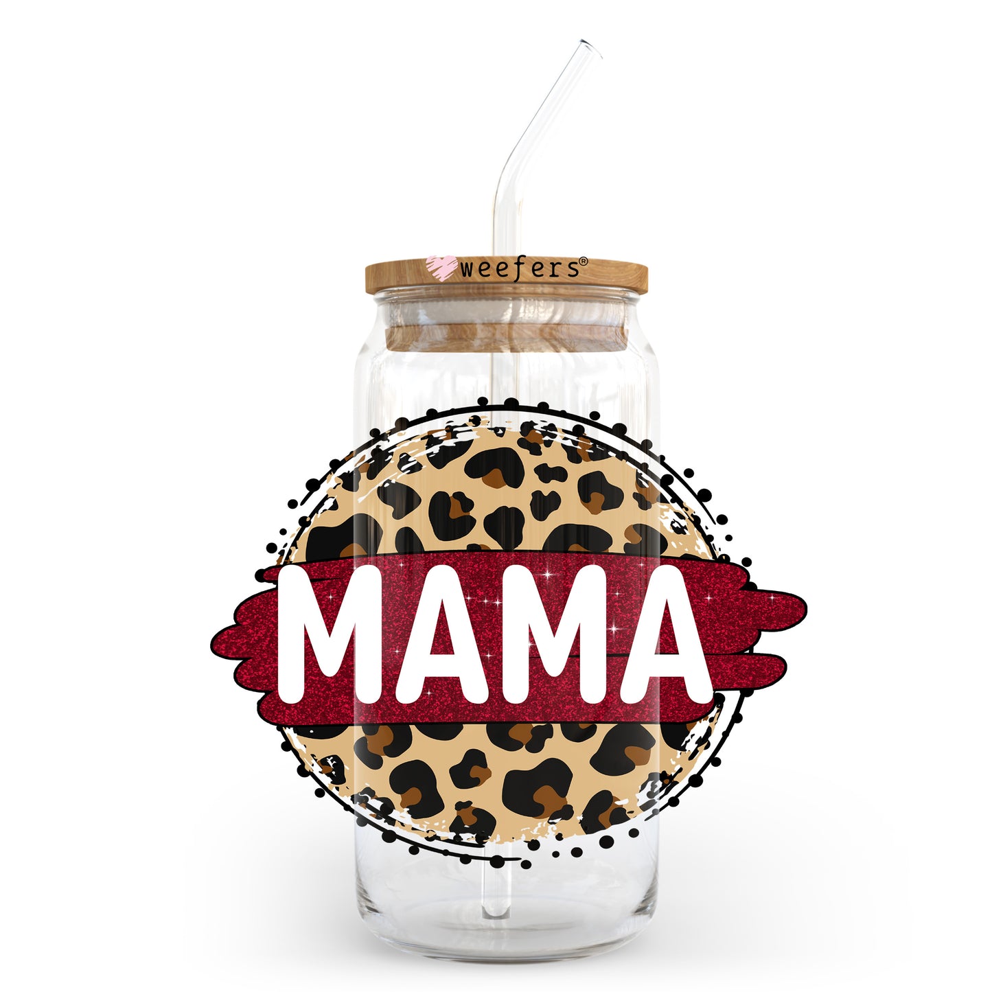 Mama Burgundy 20oz Libbey Glass Can UV DTF or Sublimation Wrap - Decal Transfer Weefers